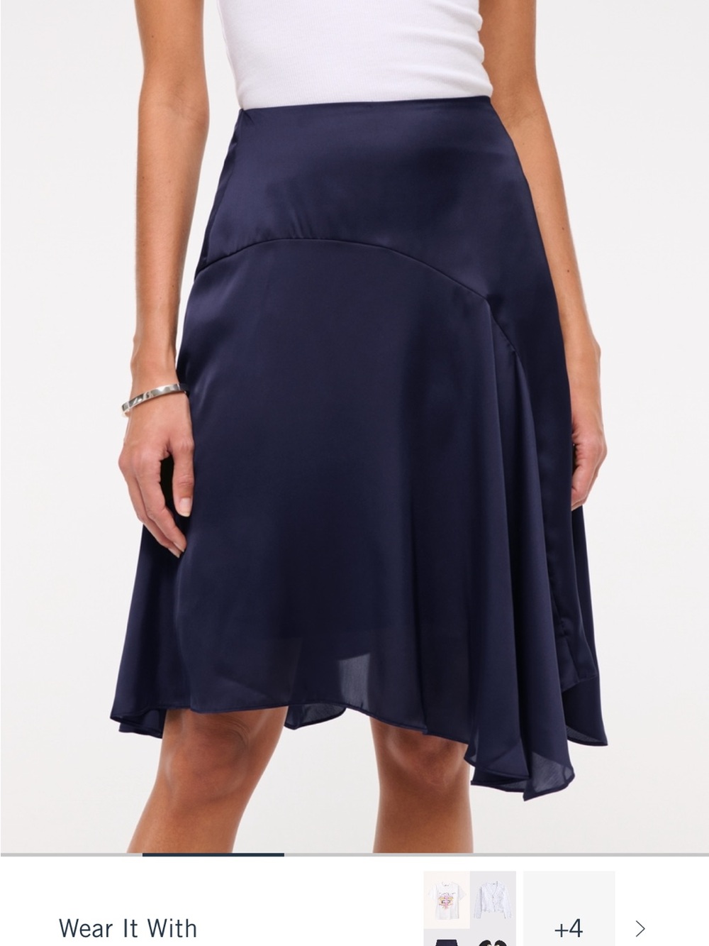 Abercrombie Satin Asymmetrical Navy Midi Skirt size xl - Picture 2 of 6